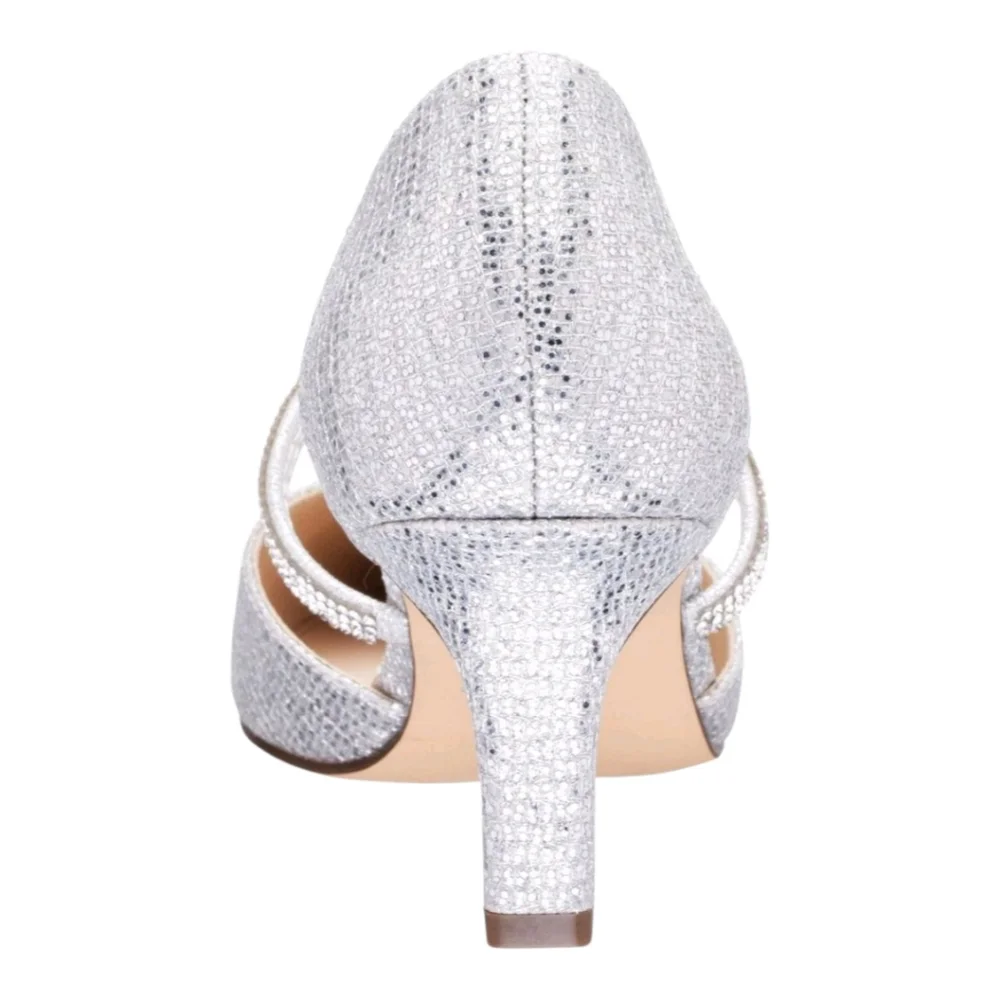 NINA Brystol Toe Stiletto Slip On Pumps Shoes Silver Dutchess Glitter  9.5 M